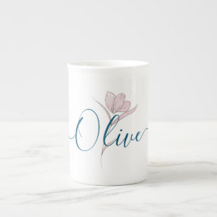 Blumenkizze Wasserfarbe Personalisiert Elegante Prozellantasse