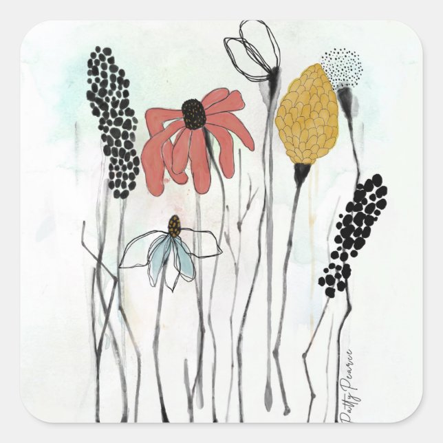 Blumenkleber Quadratischer Aufkleber (Vorderseite)