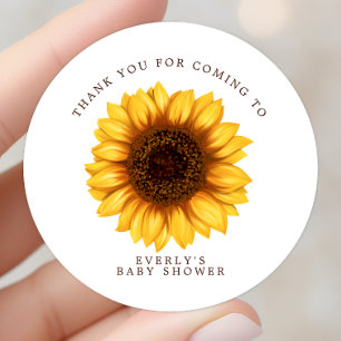 Blumenkleine Sonnenblume Baby Shower Danke Runder Aufkleber