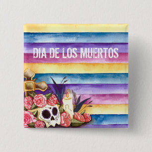 Blumenknopf skull Dia de Los Muertos   Button