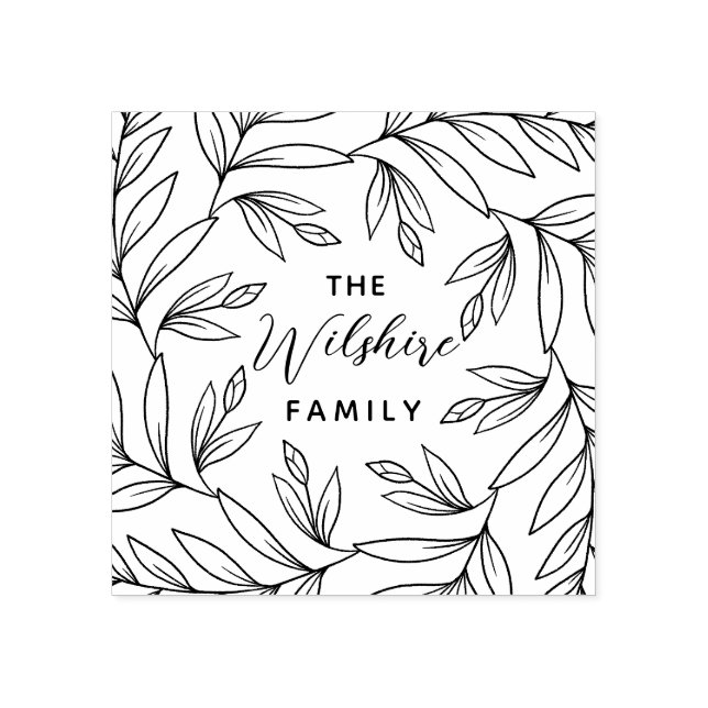 Blumenknospen Blätter handgezeichnete Kranzfamilie Gummistempel (Prägung)