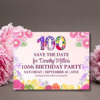 Blumenkohl, 100. Geburtstag Save the Date, Pastel Postkarte