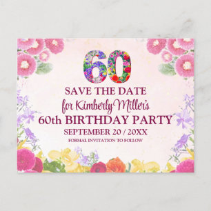 Blumenkohl, 60. Geburtstag Save the Date - Pastel  Ankündigungspostkarte