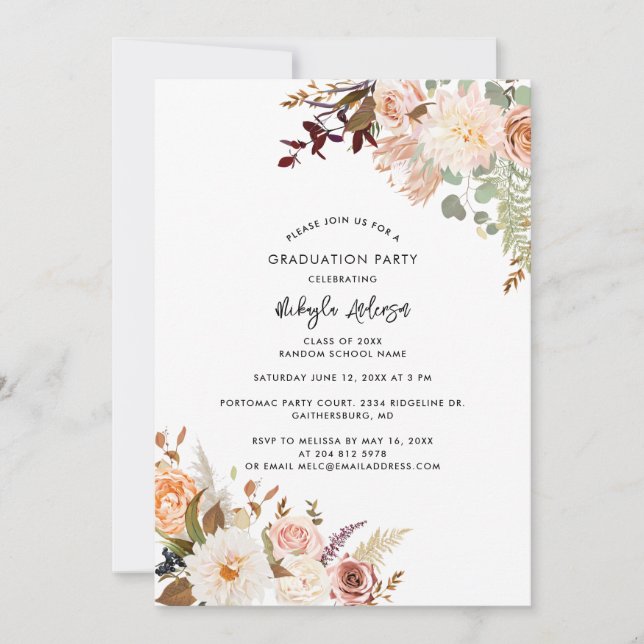 Blumenkohl-Abschluss 2025 Botanisches Grad Party Einladung (Vorderseite)