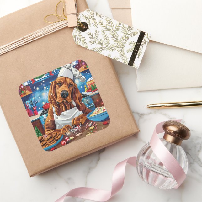 Blumenkohl Backen: Feierliche Weihnachten Quadratischer Aufkleber (Schenken)