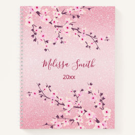 Blumenkohl Blüten Rosa Glitzer Name hinzufügen Notizbuch