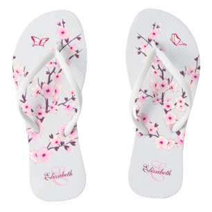 Blumenkohl Blüten Rosa Monogramm Flip Flops