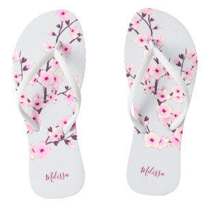 Blumenkohl Blüten Rosa Weißes Monogramm Flip Flops