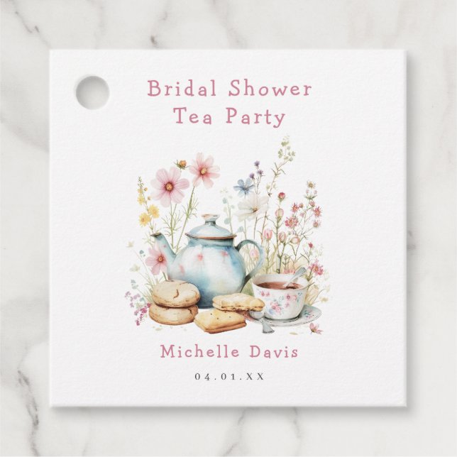 Blumenkohl Brautparty Tee Party Geschenkanhänger (Vorderseite)