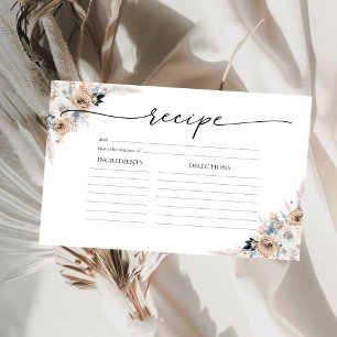 Blumenkohl-Karte für Elfenbein und Blaue Boho Einladung