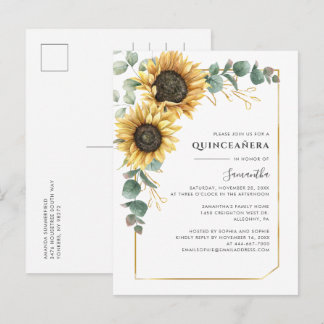 Blumenkohl-Quinceanera Sonnenblume 15. Geburtstags Einladungspostkarte