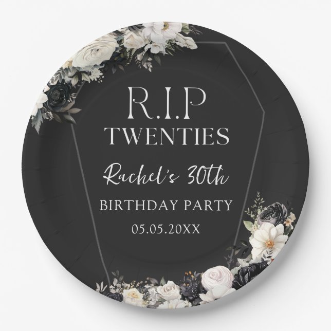 Blumenkohl RIP Zwanziger 30. Geburtstag Papier Tel Pappteller (Vorderseite)