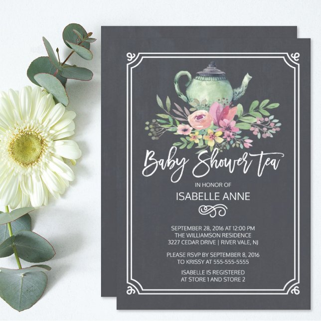 Blumenkohl-Tee-Party Neutral Baby-Dusche Einladung (Von Creator hochgeladen)