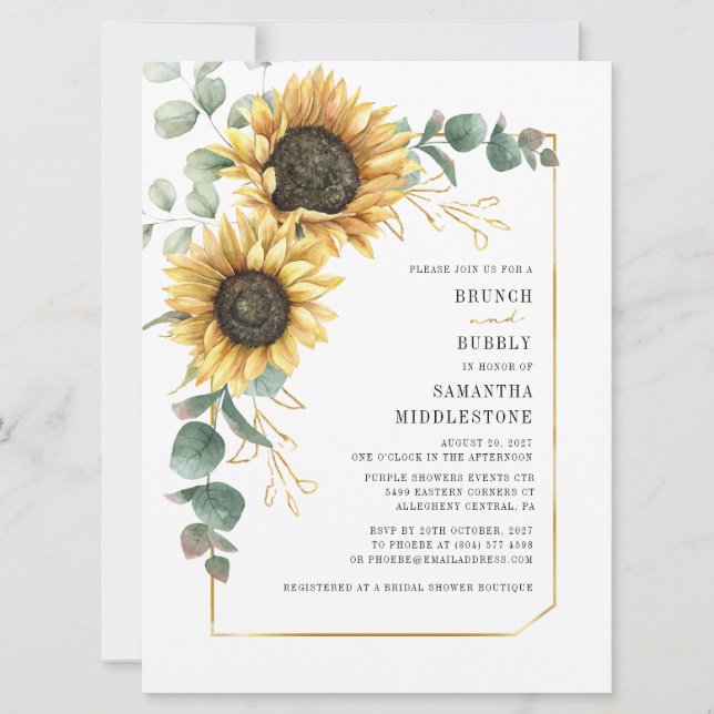 Blumenkohl und Brautparty Einladung (Vorderseite)