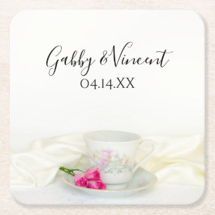 Blumenkohl und Rosenhochzeit Rechteckiger Pappuntersetzer