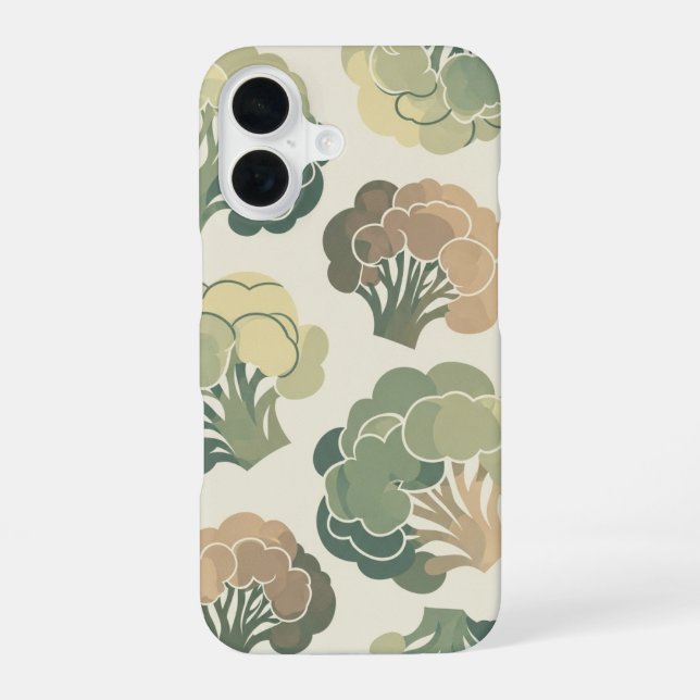 Blumenkohl-Vintage-Muster iPhone 16 Hülle (Rückseite)