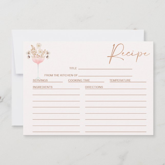 Blumenkohl-Wildblumen Brautparty Rezeptkarte Einladung (Vorderseite)