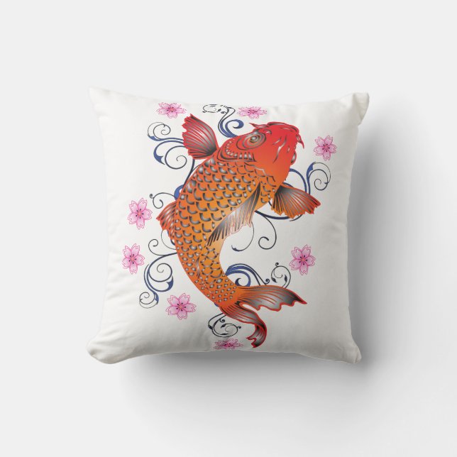 Blumenkoi Karpfen Kissen (Vorderseite)