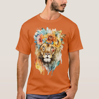 Blumenkopf-Design Tierisches Shirt Lion Cat Face