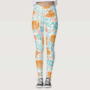 Blumenkorallen Minze Grün Blau Art Deco Muster Leggings