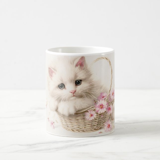 Blumenkörbchen Kätzchen Kaffeetasse (Mittel)