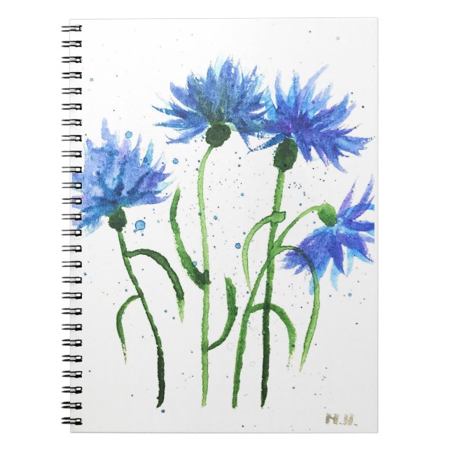 Blumenkornblumen Blumen Aquarell Notizblock (Vorderseite)