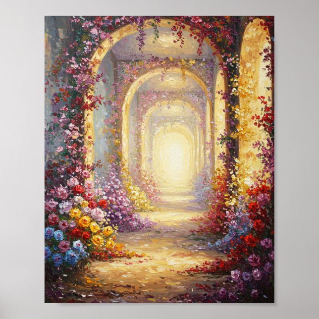 Blumenkorridor mit Torbogen | impressionistische Ö Poster (Vorne)