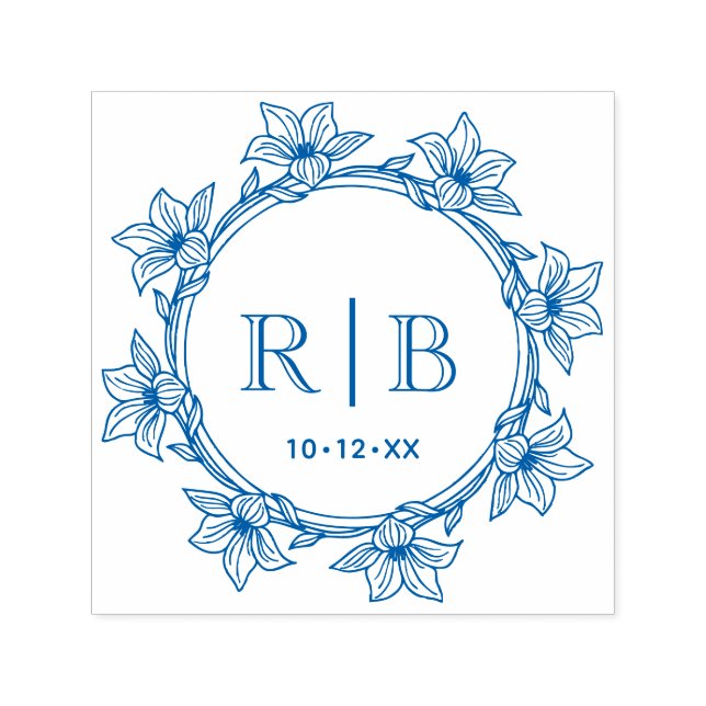 Blumenkranz #31 Zweibuchstaben-Hochzeitsmonogramm  Permastempel (Design)