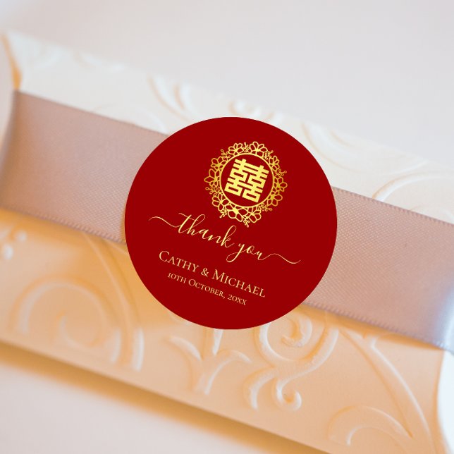 Blumenkranz dankt Ihnen für die Hochzeit in China Runder Aufkleber (Von Creator hochgeladen)