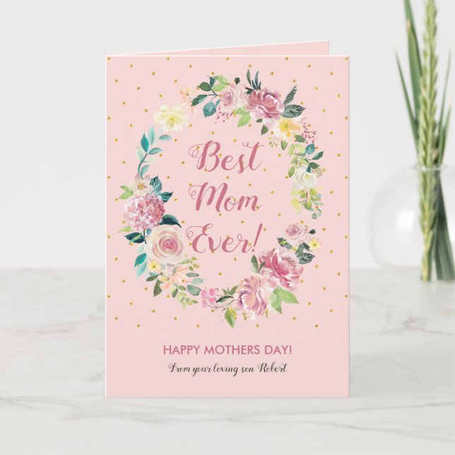 Blumenkranz der rauen Rose Karte (Vorderseite)