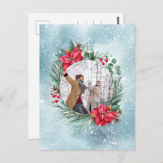 Blumenkranz der Weihnachtsfamilie Foto Postkarte (Vorne/Hinten)