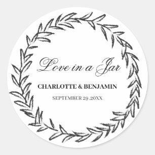Blumenkranz einfache Mason-Glas-Hochzeitsgunstetik Runder Aufkleber