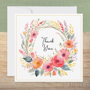 Blumenkranz Elegant Hübsch Aquarell Danke schön Karte