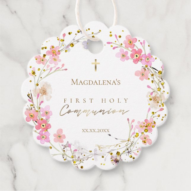 Blumenkranz Erste Heilige Kommune Geschenkanhänger (Vorderseite)