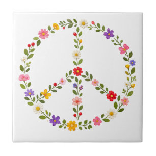 Blumenkranz Friedenszeichen Bunte Wildblumen Fliese