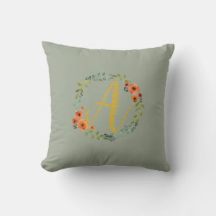 Blumenkranz Gold Monogramm Anfangsbuchstabe A Kiss Kissen