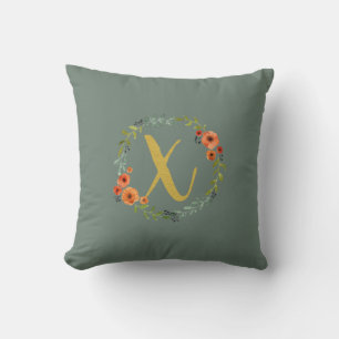 Blumenkranz Gold Monogramm Anfangsbuchstabe X Kiss Kissen