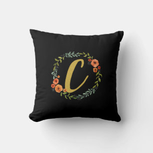 Blumenkranz Gold Monogramm Initiale C Kissen