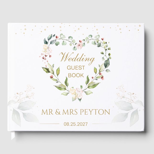 Blumenkranz, grünes Blattwerk, Gästebuch (Vorderseite)