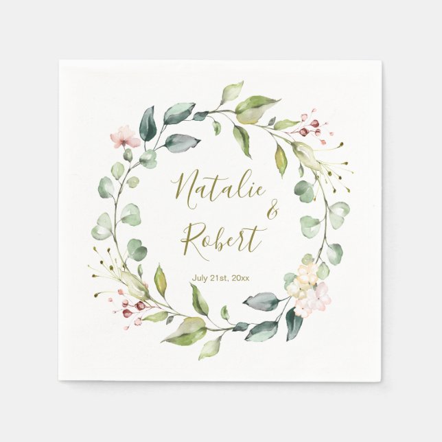 Blumenkranz Hochzeit Serviette (Vorderseite)