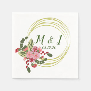 Blumenkranz Hochzeits-Logo Initiale Serviette
