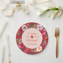 Blumenkranz im Roten Kreis, moderne chinesische Ho Pappteller