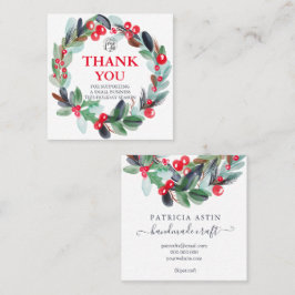 Blumenkranz in Aquarellfarben Vielen Dank Quadratische Visitenkarte