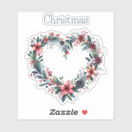 Blumenkranz in Form eines Herzkranzes - Weihnachte Aufkleber
