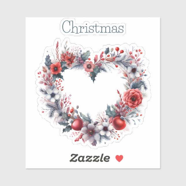 Blumenkranz in Form eines Herzkranzes - Weihnachte Aufkleber (Blatt)