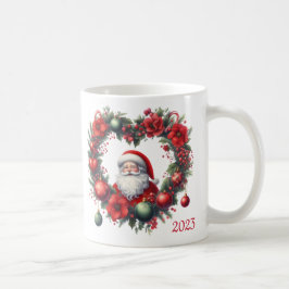 Blumenkranz in Herzform - Weihnachtsmann Kaffeetasse