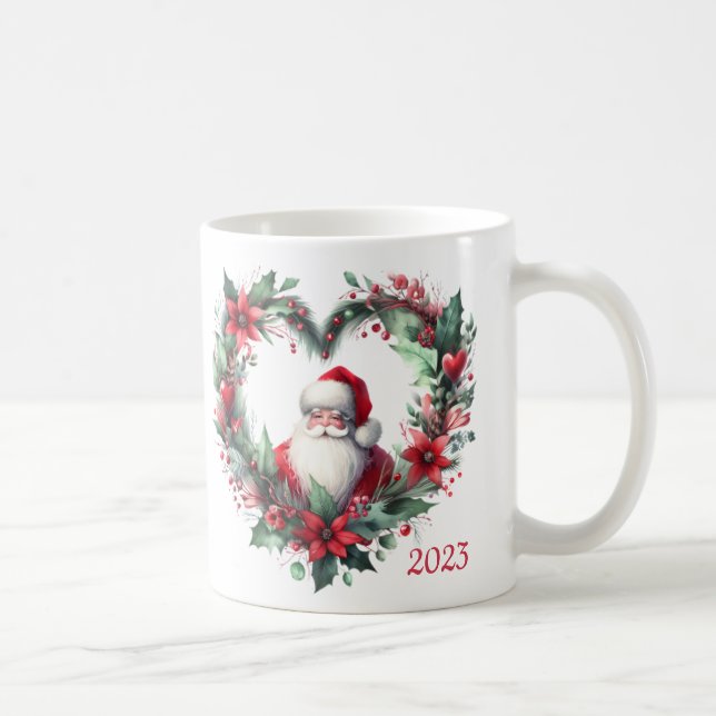 Blumenkranz in Herzform - Weihnachtsmann Kaffeetasse (Rechts)