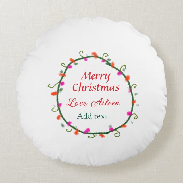 Blumenkranz in Rot-Weiß Weihnachten Rundes Kissen (Vorderseite)