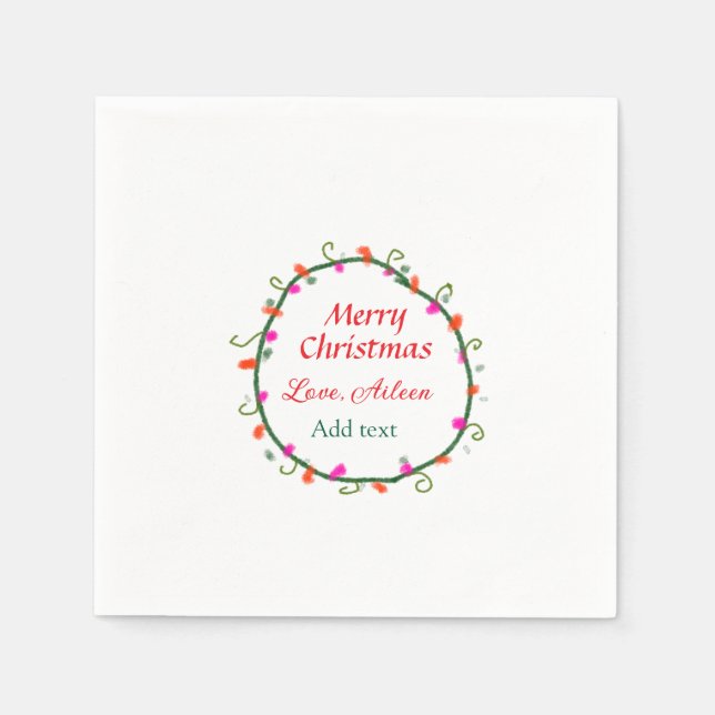 Blumenkranz in Rot-Weiß Weihnachten Serviette (Vorderseite)