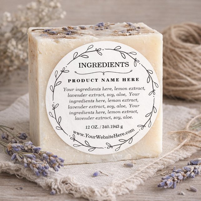 Blumenkranz-Inhaltsetikett Aufkleber (Foliage Wreath Ingredients Product Label Sticker)